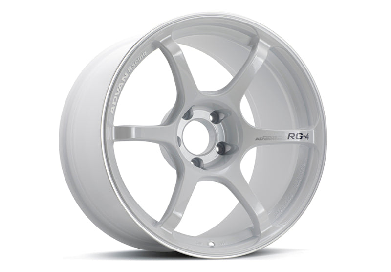 Advan RG-4 18x8.5 +44 5x100 Racing White Metallic and Ring Wheel