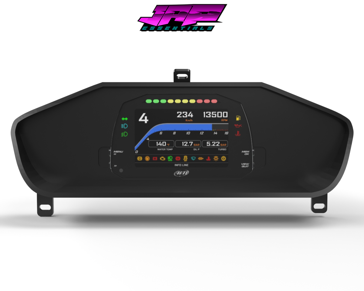 Digital Display Dash Mount to suit a AiM MXS Strada Display Screen which is a direct fit OEM factory fit which has a perfect interior black paint finish.