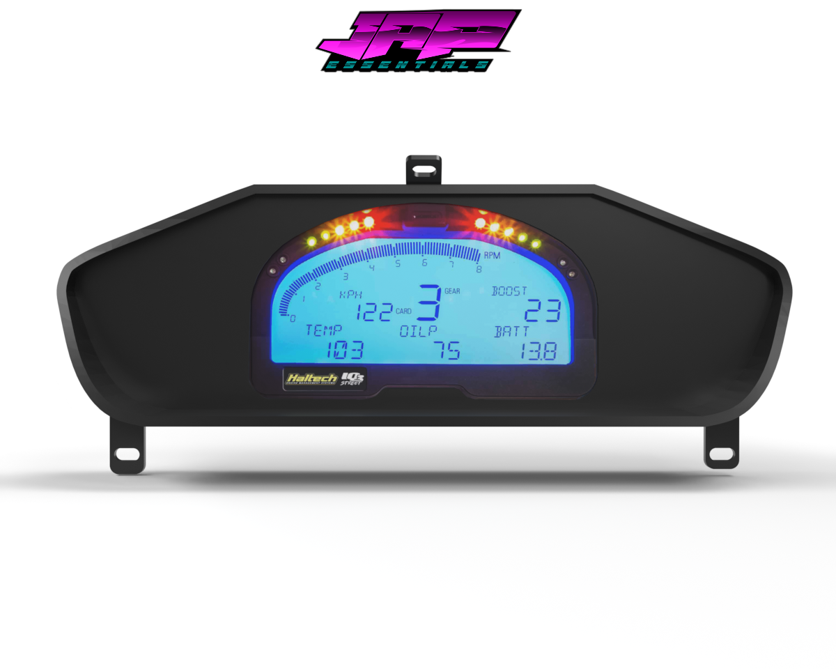 Digital Display Dash Mount to suit a Haltech IQ3 Display Screen which is a direct fit OEM factory fit which has a perfect interior black paint finish.