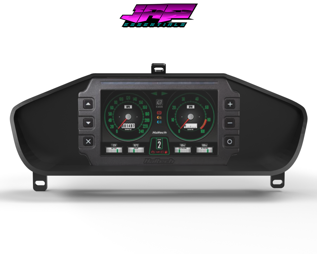 Digital Display Dash Mount to suit a Haltech iC-7 Display Screen which is a direct fit OEM factory fit which has a perfect interior black paint finish.