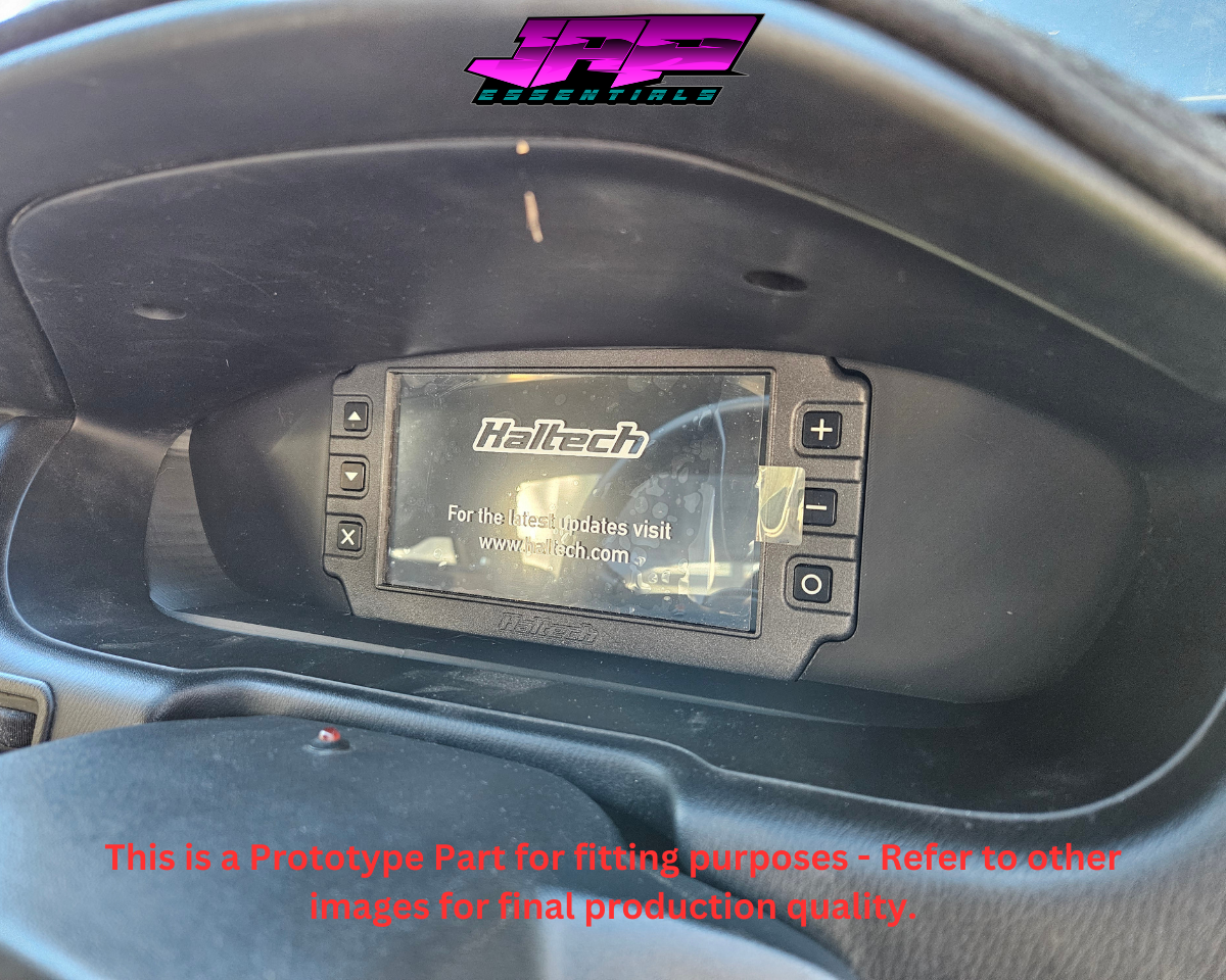 Digital Display Dash Mount to suit a Haltech iC-7 Display Screen which is a direct fit OEM factory fit which has a perfect interior black paint finish.
