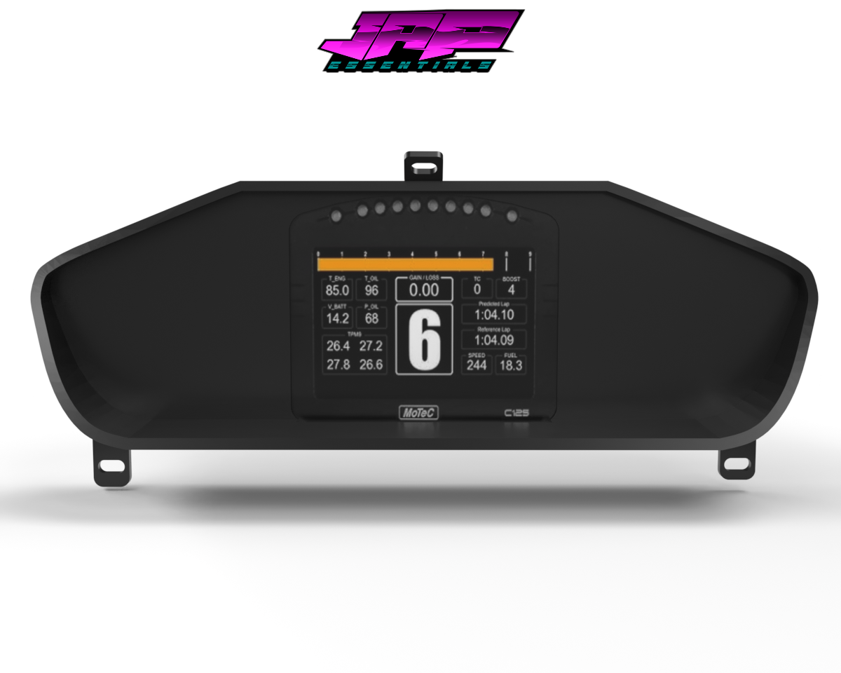 Digital Display Dash Mount to suit a MoTeC C125 Display Screen which is a direct fit OEM factory fit which has a perfect interior black paint finish.
