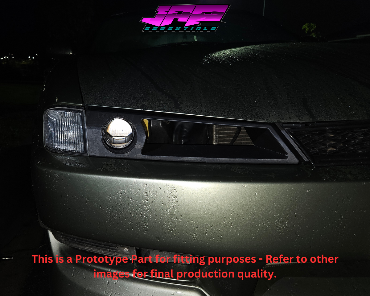 Ducted Headlight to suit a Nissan Silva S14 and 240sx Series 2 to increase air flow for racing and is a direct replacement of original OEM headlight. No Modifications needed. These include a 2.5 inch LED Projector.