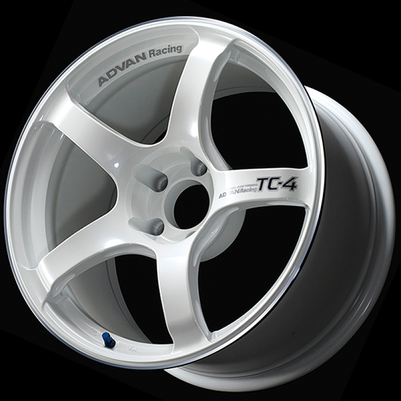 Advan TC4 18x9 +35 5x114.3 Racing White Metallic and Ring Wheel