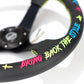 NRG Reinforced Steering Wheel - Oak Tree Outlaws 3in Deep/5mm Blk Spoke 350mm Wheel - Blk Perf Lthr