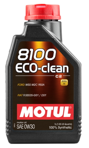 Motul 1L Synthetic Engine Oil 8100 Eco-Clean 0W30 12X1L - C2/API SM/ST.JLR 03.5007 - 1L