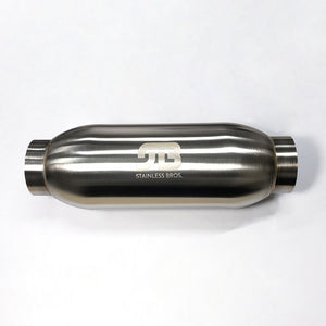 Stainless Bros 4in Body x 12.0in Length 3in Inlet/Outlet Bullet Resonator