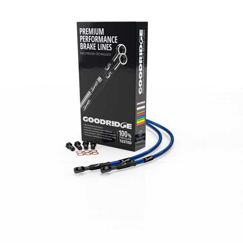 Goodridge 03-16 Suzuki SV650S Faired Electric Blue Race Front SS Brake Lines w/Black Fittings