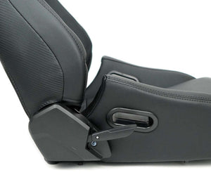 NRG Omega Reclinable Racing Seat (Pair) Black with Black Carbon Vinyl Back