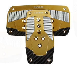 NRG Aluminum Sport Pedal A/T - Red w/Chrome Gold Carbon