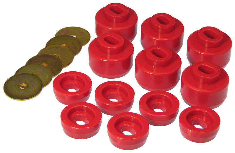 Prothane 07-14 Chevy Silverado Body Mount 12 Bushing Kit - Red