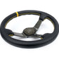 NRG Carbon Fiber Steering Wheel (350mm) Leather Trim w/Gold Stitching/Center Mark
