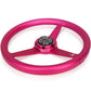 NRG Aluminum Steering Wheel 330mm - Heritage Solid Spoke - Ergonomic Grip - Anadized Pink