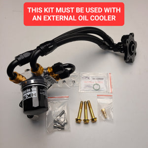 U.P.G Skyline GTR oil filter relocation kit with Greddy oil cooler adapter with Taarks block adapter