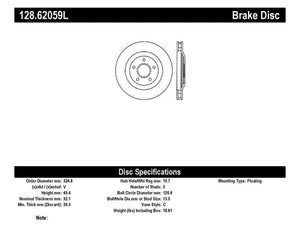 StopTech Power Slot 97-04 Chevy Corvette / 04 & 08 Cadillac XLR/XLR-V Front Left Drilled Rotors