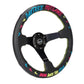 NRG Reinforced Steering Wheel - Oak Tree Outlaws 3in Deep/5mm Blk Spoke 350mm Wheel - Blk Perf Lthr