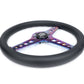 NRG Light Weight Gaming Steering Wheel - Driftz 350mm 3 NeoChrome Spokes Perforated Leather