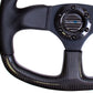 NRG Carbon Fiber Steering Wheel (320mm) Flat Bottom & Leather Trim w/Black Stitching