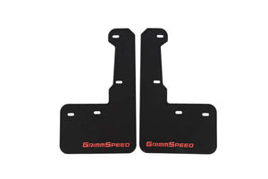 Grimmspeed 15-21 Subaru WRX/STI Mudflaps - Black w/ Red Lettering