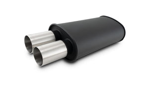 Vibrant StreetPower Flat Muffler Dual 304SS Brushed Tips 9in x 5in x 15in - 3in Dual Inlet