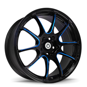 Konig Illusion 17x7 5x100 ET40 Black/Ball Cut Blue