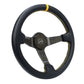 NRG Carbon Fiber Steering Wheel (350mm) Leather Trim w/Gold Stitching/Center Mark