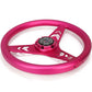 NRG Aluminum Steering Wheel 330mm - Arow Cutout - Ergonomic Grip - Anadized Pink