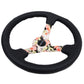 NRG Reinforced Steering Wheel (350mm / 3in. Deep) Blk Leather Floral Dipped w/ Blk Baseball Stitch