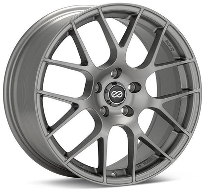 Enkei Raijin 18x8.5 45mm Offset 5x100 Bolt Pattern 72.6 Bore Dia Titanium Gray Wheel *Min Qty 60*