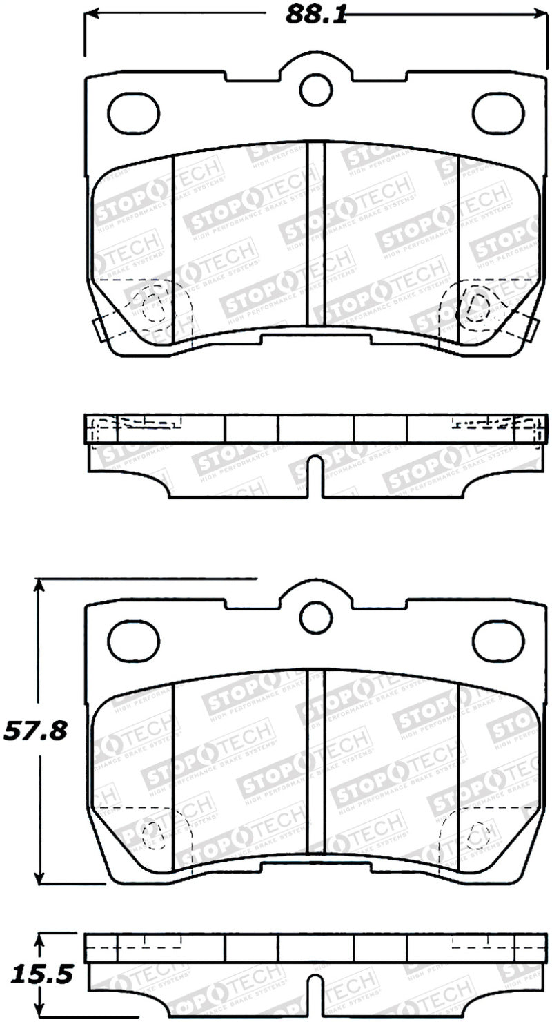 StopTech Sport Brake Pads w/Shims and Hardware - Rear