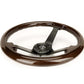 NRG Reinforced Steering Wheel (350mm) Dark Wood Grain - 3in Deep - Black 3-Spoke Center