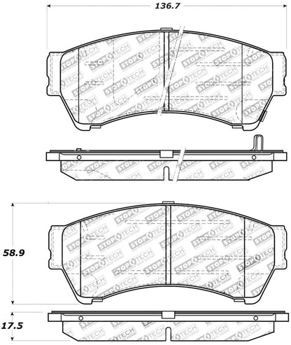 StopTech Performance 06-10 Ford Fusion / 07-10 Lincoln MKZ / 06-09 Mazda 6 Front Brake Pads