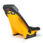NRG GT Retro Bucket Seat - Black PVC Leather Yellow Stitching Yellow Glitter Fiberglass Back