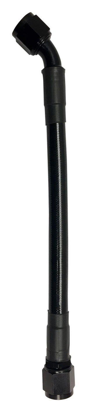 Fragola -6AN Ext Black PTFE Hose Assembly Straight x 45 Degree 48in