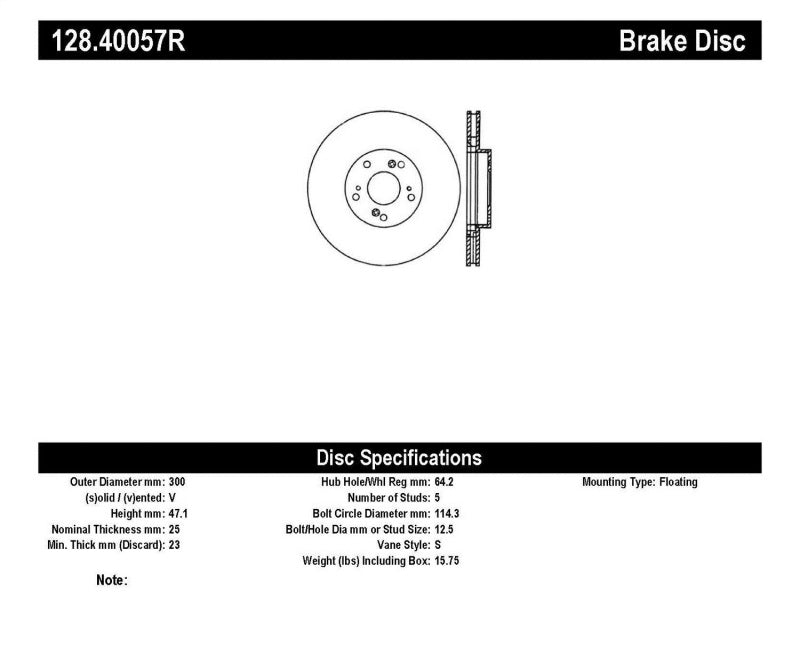 StopTech 06-08 Honda Civic Si Cross Drilled Right Front Rotor