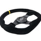 NRG Reinforced Steering Wheel (320mm) Sport Suede Flat Bottom w/ Yellow Center Mark