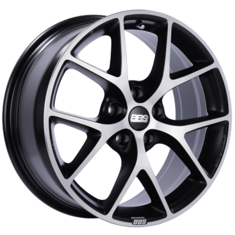 BBS SR 17x7.5 5x100 ET37 Satin Black Diamond Cut Face Wheel -70mm PFS/Clip Required