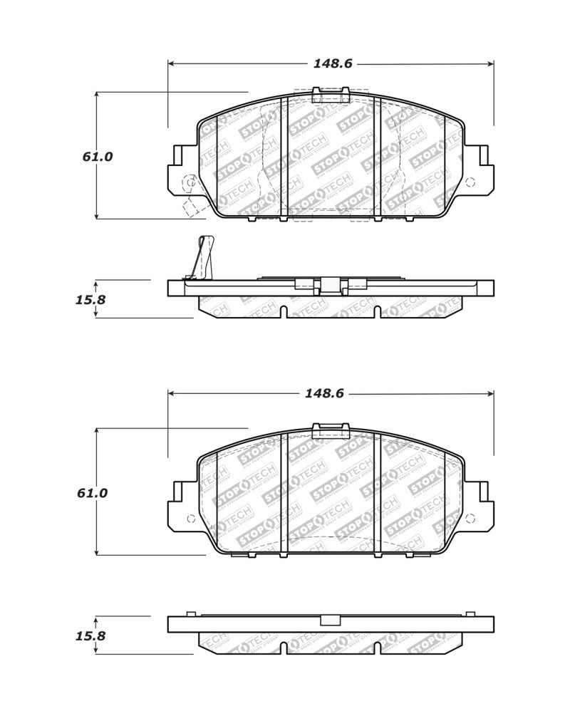 StopTech 14-18 Ford Fusion SE Luxury Street Performance Front Brake Pads