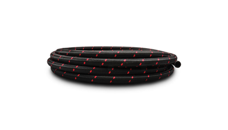 Vibrant -4 AN Two-Tone Black/Red Nylon Braided Flex Hose (20 foot roll)