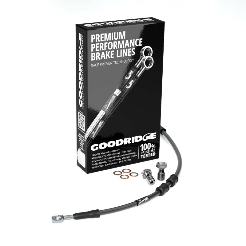 Goodridge 01-05 HD VRSCA V-ROD +6in Black Brake Line Kit w/Stainless Steel Fittings