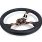 NRG Light Weight Gaming Steering Wheel - Splitz 350mm 3 Rose Gold Spokes Slits - Leather