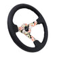 NRG Reinforced Steering Wheel (350mm / 3in. Deep) Blk Leather Floral Dipped w/ Blk Baseball Stitch