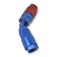 Russell Performance 3/8in SAE Quick Disc Female to -6 Hose Red/Blue 45 Degree Hose End