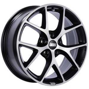 BBS SR 17x7.5 5x100 ET48 Satin Black Diamond Cut Face Wheel -70mm PFS/Clip Required