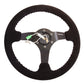 NRG Reinforced Steering Wheel (350mm / 3in. Deep) Blk Suede w/Blk BBall Stitch (Odi Bakchis Edition)