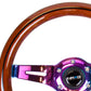 NRG Classic Wood Grain Steering Wheel (310mm) Dark Wood & Black Line Inlay w/Neochrome 3-Spoke Ctr.