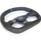 NRG Carbon Fiber Steering Wheel (320mm) Blue CF Center w/Blue Stitch Blue Center Mark Flat Bottom