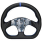NRG Carbon Fiber Steering Wheel (320mm) Blue CF Center w/Blue Stitch Blue Center Mark Flat Bottom