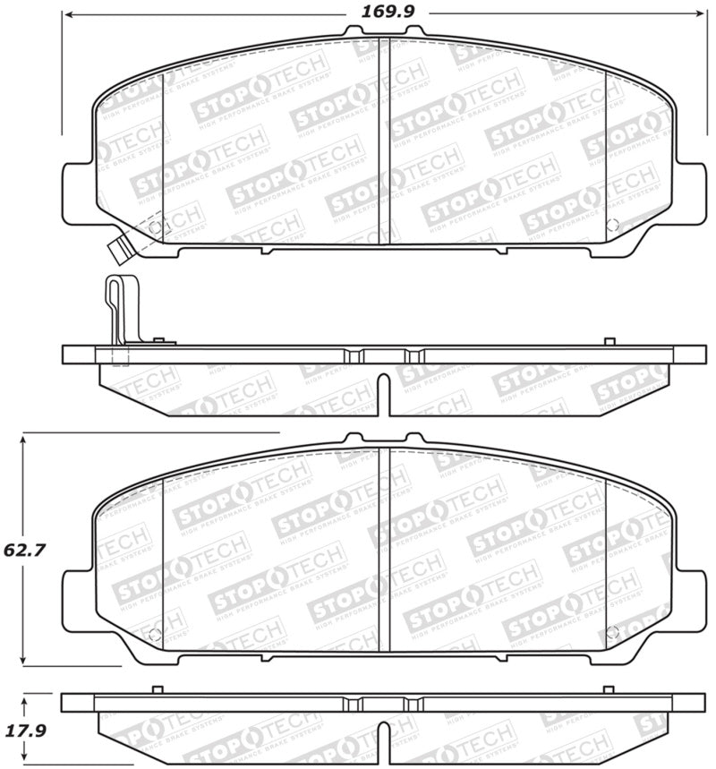 StopTech Sport Brake Pads w/Shims and Hardware - Rear