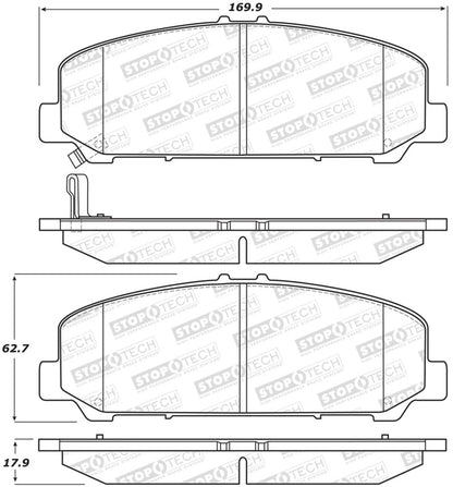 StopTech Sport Brake Pads w/Shims and Hardware - Rear